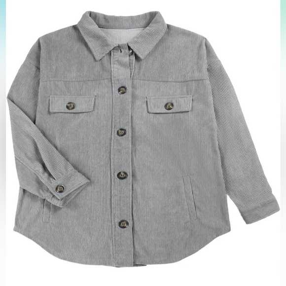 Womens Shacket Corduroy Button Down Shirt - Picture 5 of 8